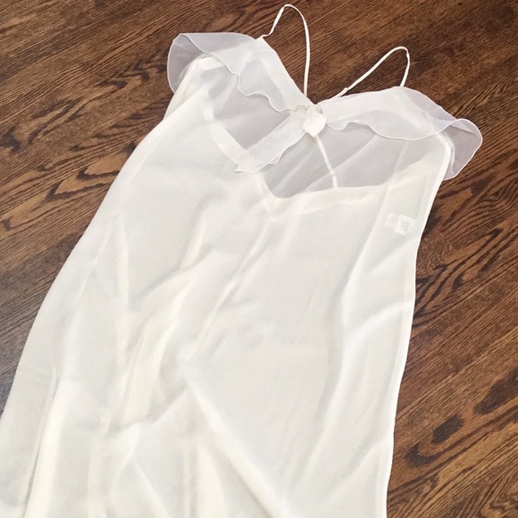 White Spaghetti Strap Slip Chemise Pajama Dress - Picture 5 of 8